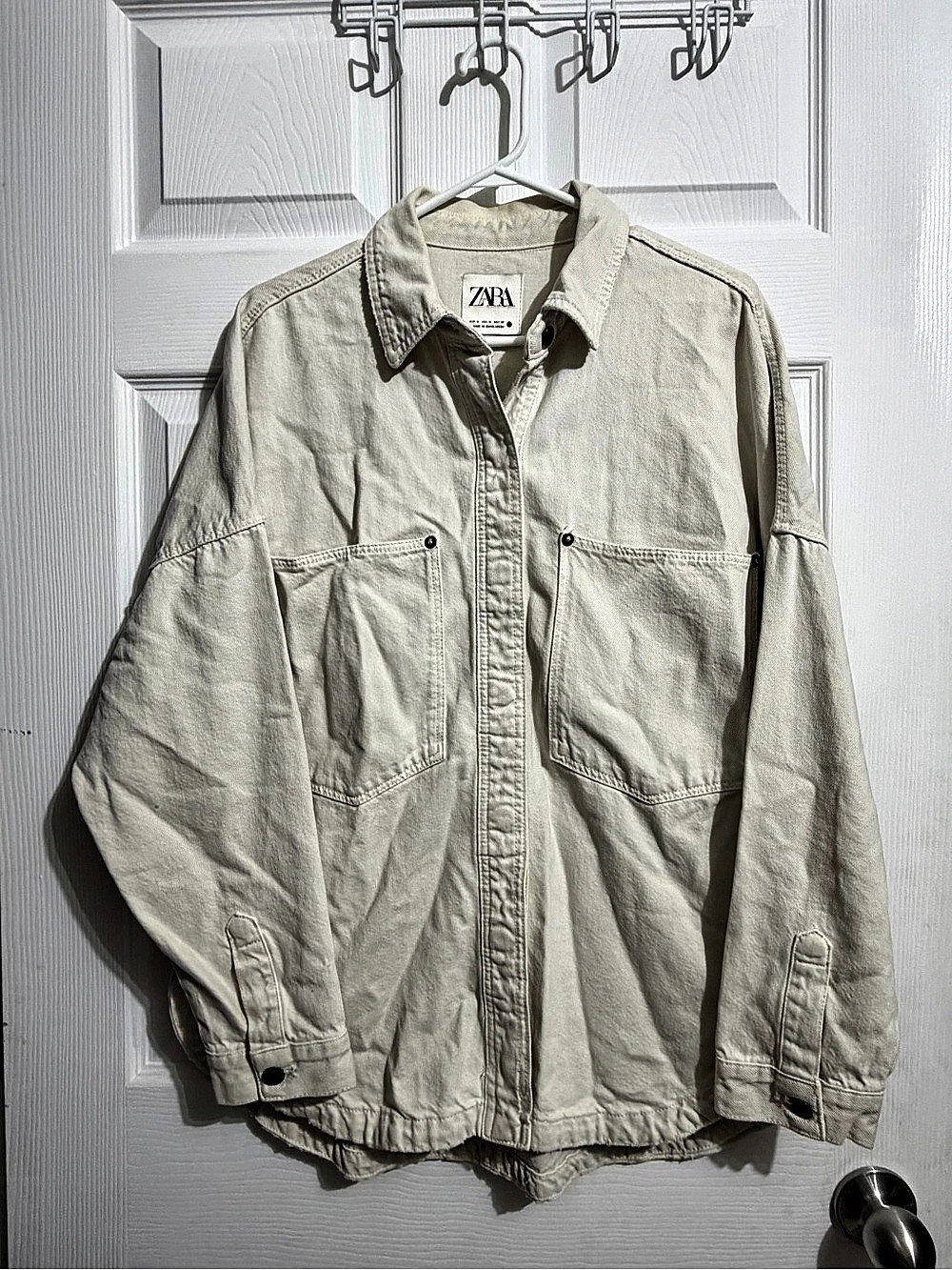 Zara Utility Jacket in Cream Size Medium